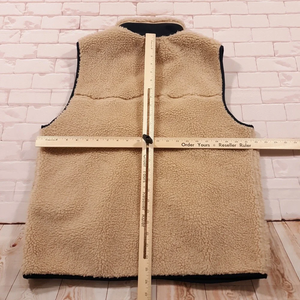 J.CREW Vest Mens Medium Nordic Sherpa Fleece Sweater Full Zip Beige Cozy - Picture 10 of 13